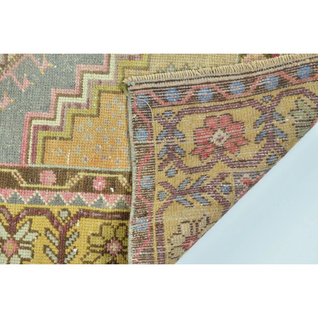 1960s Vintage Handmade Turkish Oushak Area Rug For Sale - Image 10 of 11