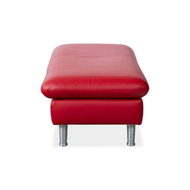 Animal Skin Loop Ottoman in Red Leather from Willi Schillig For Sale - Image 7 of 8