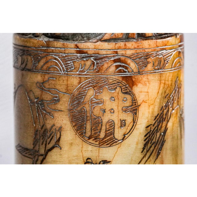 Brown Finely Carved Soapstone Vintage Chinese Buddha Chop Wax Seal Stamp Auspicious Asian For Sale - Image 8 of 15