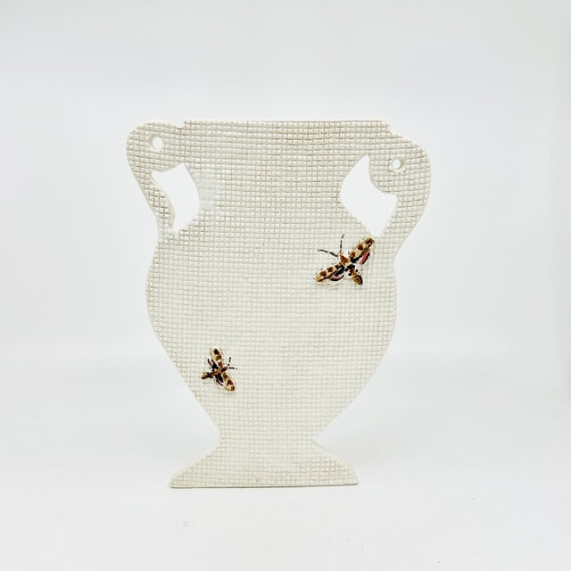2020s Liz Marsh Linen Textured Silhouette Vase With Moths For Sale - Image 5 of 5