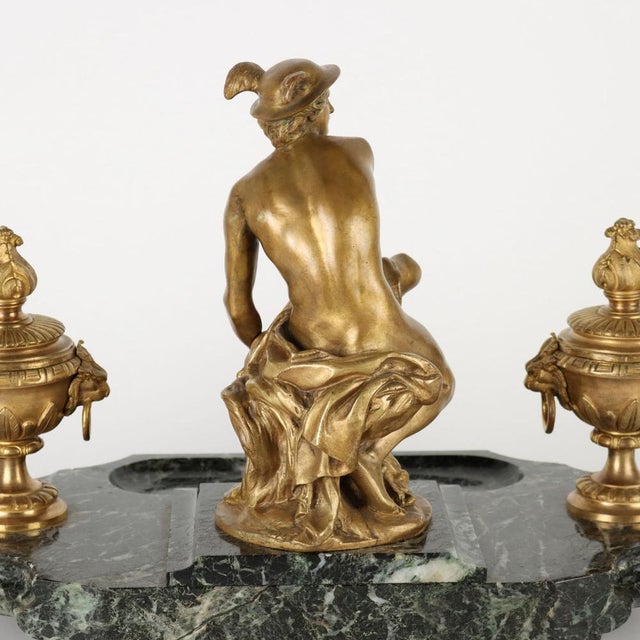 Bronze & Marble Inkwell attributed to Jean-Marie Pigaltary, France, 19th Cennury For Sale - Image 9 of 14