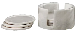 White Marble Coaster Set - Set of 6