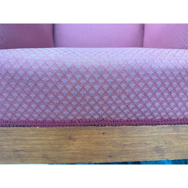 Pair of Vintage Biedermeier Style Upholstered Club Chairs With Pink Diamond Upholstery For Sale - Image 9 of 12