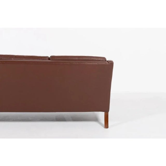 Brown Vintage Brown Leather Sofa from Mogens Hansen, Denmark, 1980s For Sale - Image 8 of 9