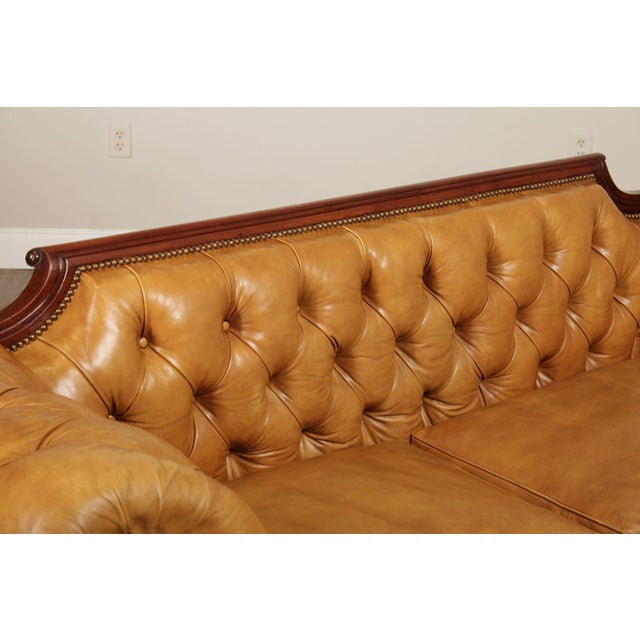 Traditional Antique English Regency Mahogany and Tufted Leather Sofa For Sale - Image 3 of 12