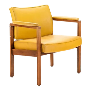 Lounge Chair in Walnut & Original Mustard Fabric in the Manner of Jens Risom, USA, circa 1960's