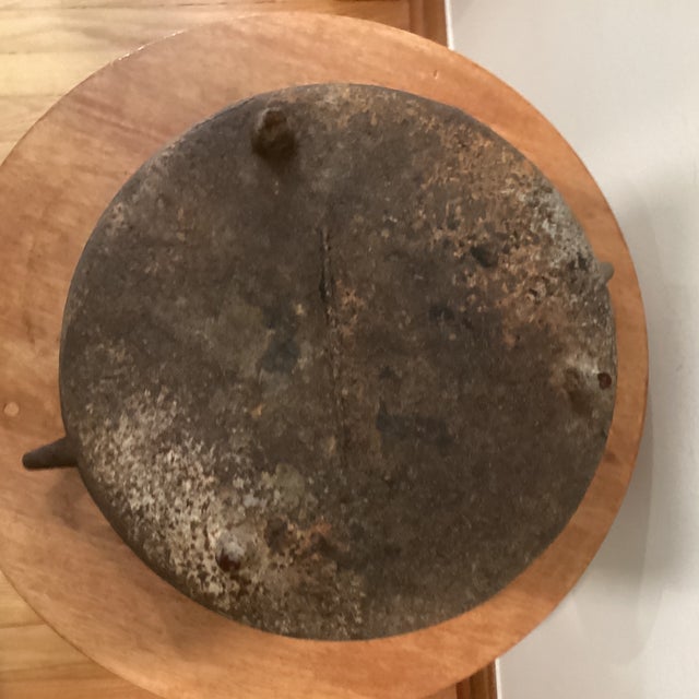 Antique Large and Heavy Cast Iron Three-Footed Cauldron/Bean Pot With Handles For Sale In Chicago - Image 6 of 12