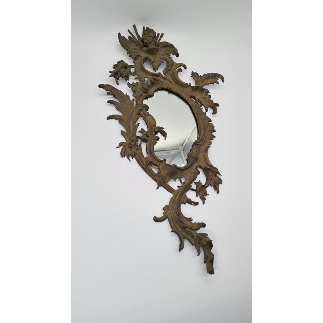 Rococo Antique French Rococo Mirror in Dark Bronze, 1800s For Sale - Image 3 of 12