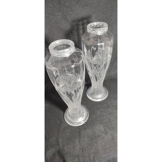 Art Nouveau Cut Glass Vases, Spain, 1930s, Set of 2 For Sale - Image 4 of 9