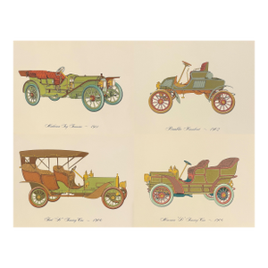 Antique Automobiles Lithograph - Set of Four