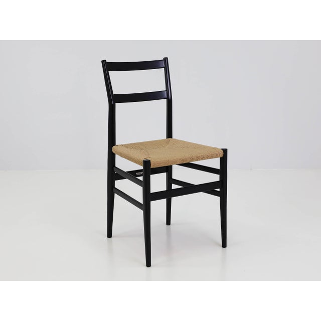Black Lacquered Chair with Woven Rope Seat by Gio Ponti for Cassina, Italy, 1950s For Sale - Image 15 of 15