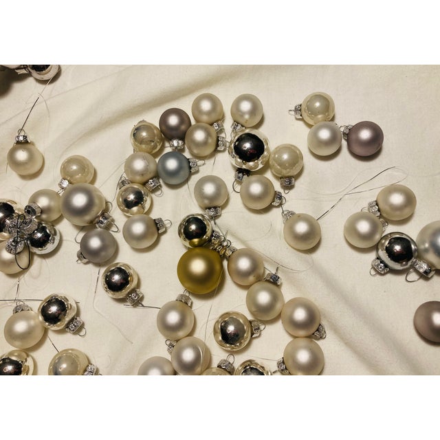 Metal Christmas Ornament Collection Small Shiny & Matte Round Balls in Silver & Platinum For Sale - Image 7 of 8