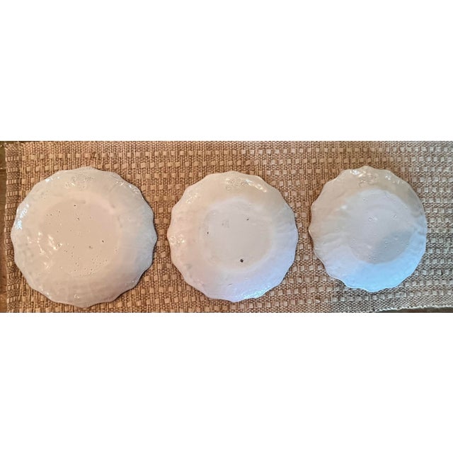 An elegant set of three authentic Astier de Villatte Adélaïde dinner plates, handcrafted in Paris, France. Each plate is...