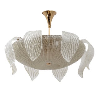 Mid-Century Modern Italian Murano Glass and Brass Chandelier from Vistosi, 1960 For Sale