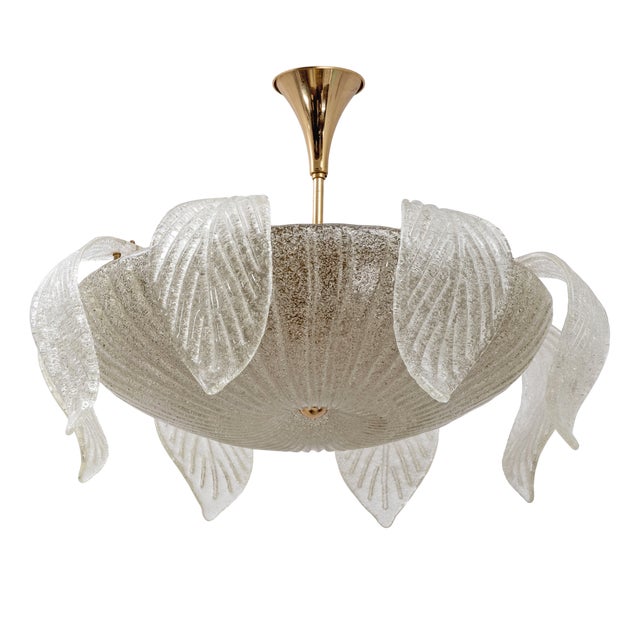 Mid-Century Modern Italian Murano Glass and Brass Chandelier from Vistosi, 1960 For Sale