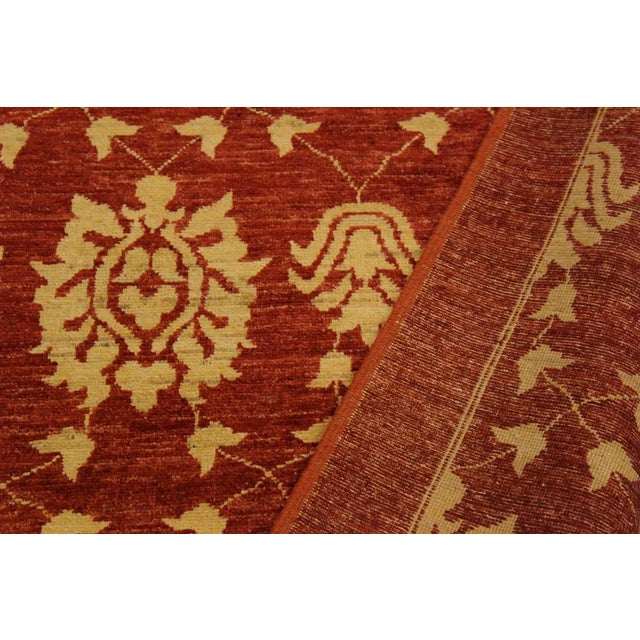 Metal 1990s Shabby Chic Kafkaz Red/Gold Hand-Knotted Rug - 3'7 X 6'0 For Sale - Image 7 of 8