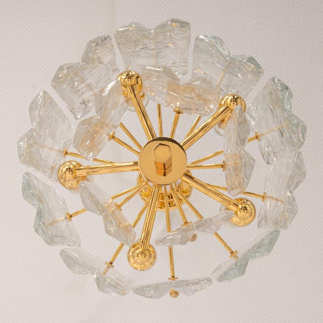 Gilt Brass and Crystal Glass Light Fixture from Kalmar, Austria, 1970s For Sale - Image 3 of 10