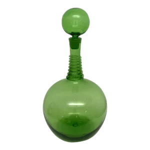 Vintage Green Blenko Myers Decanter With Spiral Wrap