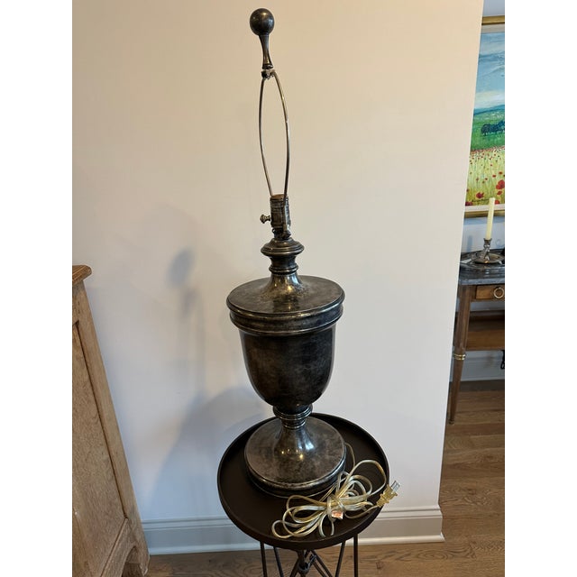 Metal Visual Comfort Urn Style Lamp Silver Tone For Sale - Image 7 of 16