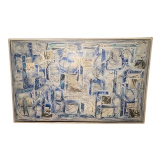 Cheryl Fudge “Nantucket I” – Large Blue & White Coastal Abstract Mixed Media Painting (2025) For Sale