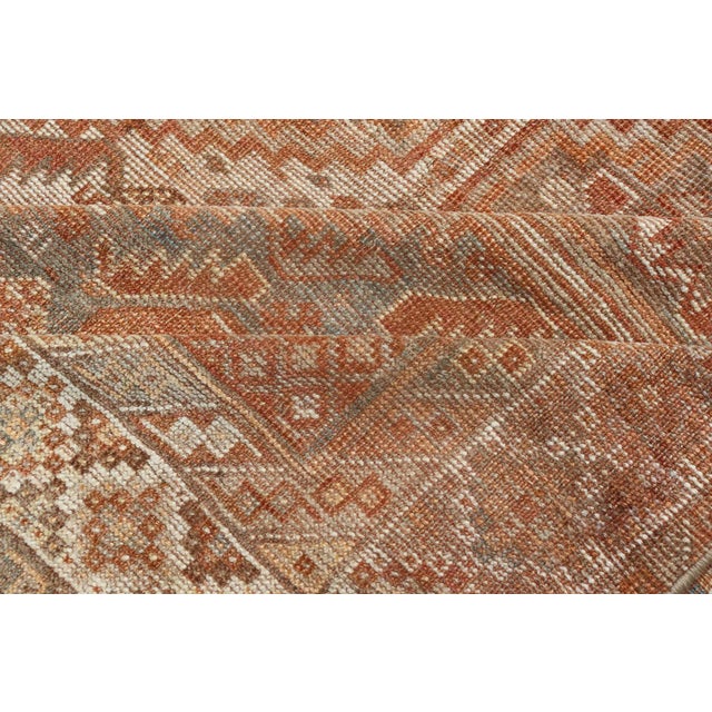 Antique Distressed Persian Shiraz Rug in Shades of Soft Orange, Lt. Brown, Gray 5'6 X 8'6 For Sale - Image 11 of 13