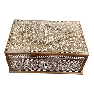 Indian Rosewood Jewellery Box with White Floral Inlay For Sale