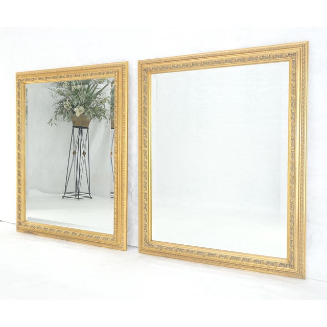 Pair of 35x43 Rectangle gold Gilt Frames Wall Mirrors Mint For Sale - Image 13 of 15