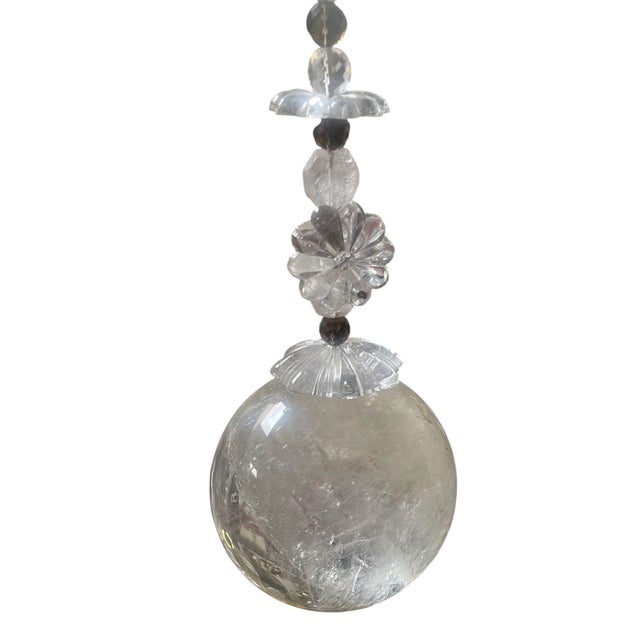 Mid 20th Century Elegant Italian Rock Crystal & Black Metal Chandelier. 20th Century. For Sale - Image 5 of 11