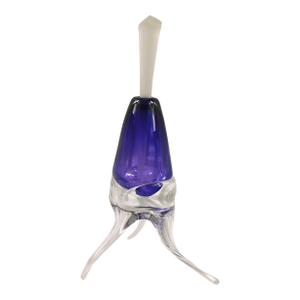 Very Unusual Footed Purple Art Glass Perfume Bottle
