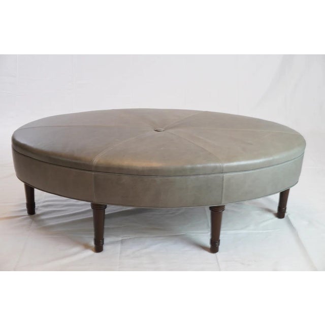 Jonas NY Upholsterer Oval Leather Ottoman or Table For Sale In New York - Image 6 of 12