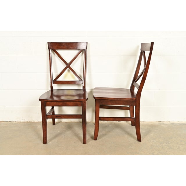 English Country Farmhouse Carved Walnut X-Back Side Chairs or Dining Chairs, Pair For Sale - Image 10 of 13