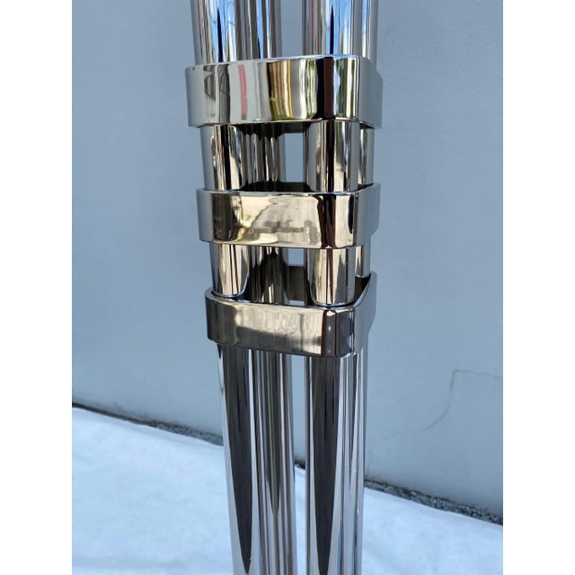 Rare Large Art Deco Period Polished Chromed Torchiere Lamp - Two Available For Sale - Image 12 of 12