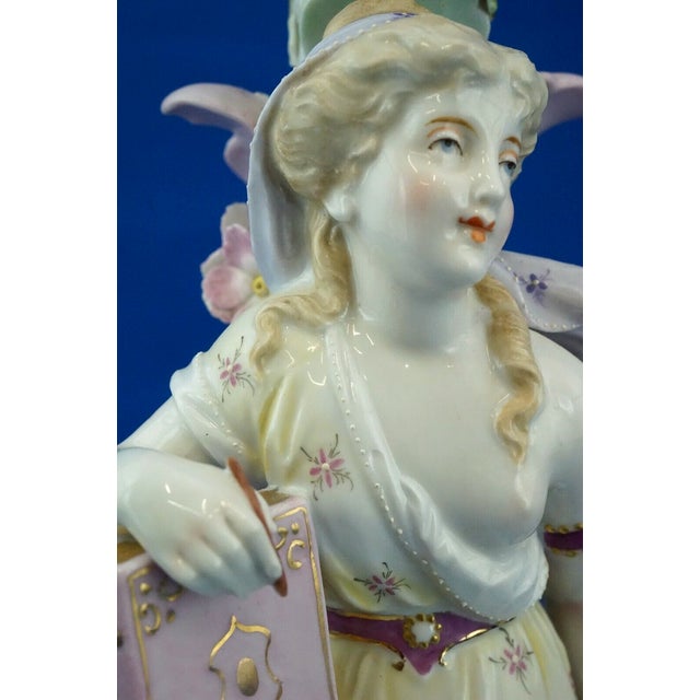 Vintage Porcelain Candelabra with Book and Flowers by Plaue, 1920s For Sale - Image 14 of 18
