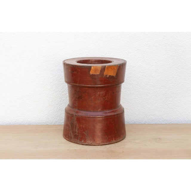 Indian Painted Antique Turned Rice Grinder For Sale - Image 3 of 10