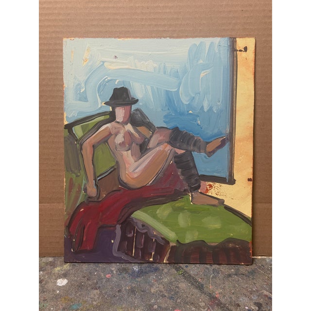 Double Sided Expressionist Figure Studies 10”x12” Two Sided Painting For Sale - Image 4 of 6