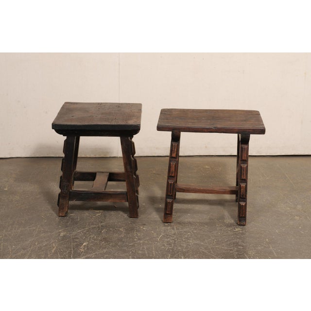 19th Century 1800s Italian Trestle Leg Wood Side Tables - A Pair For Sale - Image 5 of 11