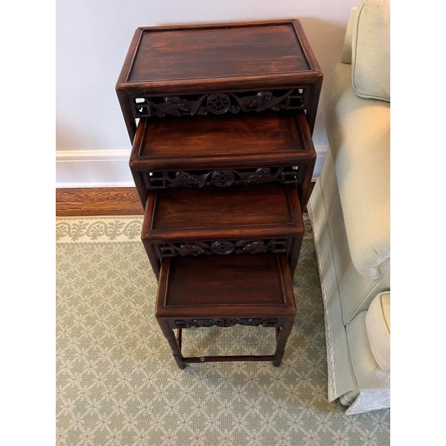 Late 19th Century Antique Chinese Nesting Tables - Set of 4 For Sale In New York - Image 6 of 9