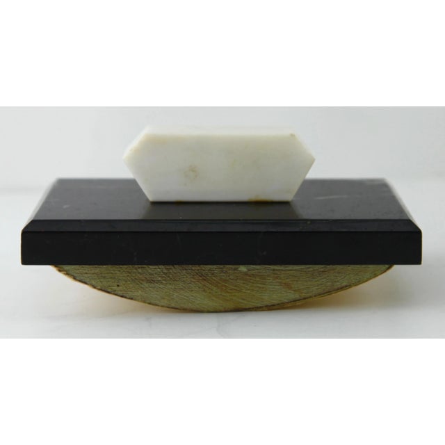 Art Deco Belgian Black Marble Desk Set with Bronze Bird, Set of 3 For Sale - Image 3 of 12