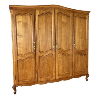 Vintage French Louis XVI Style Wardrobe in Oak For Sale