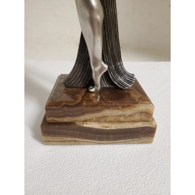 Early 20th Century Original French Art Deco Dancer by Joe Descomps in Patina, Silver and Gilt Bronze For Sale - Image 12 of 13