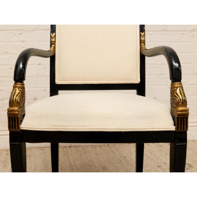 Early 20th Century Vintage Black & Gold Neoclassical Armchair For Sale - Image 5 of 12