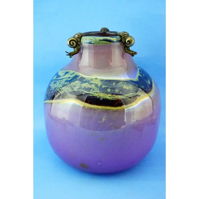 20th Century Studio Glass Vase with Silver Metal Snail by Samuel J Herman for Val Saint Lambert, 1970s For Sale - Image 4 of 18