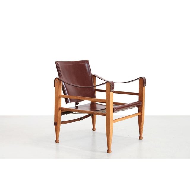 Wood Safari Chair in Oak and Leather by Aage Bruun, 1960s For Sale - Image 7 of 7