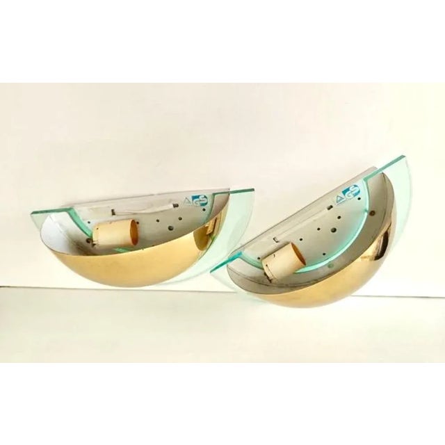 Vintage Wall Lights in Acrylic Glass and Brass from GS, 1980s, Set of 2 For Sale - Image 3 of 8