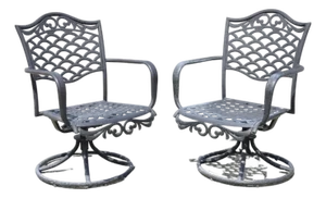 Mediterranean Style Aluminum Swivel and Tilt Black Tuscan Garden Patio Chairs