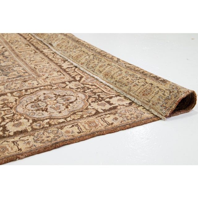Persian Room Size Persian Tabriz Brown Wool Rug With Allover Design For Sale - Image 3 of 10