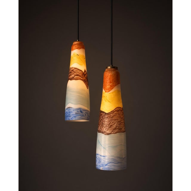 Murano Glass Pendants in the style of Massimo Vignelli, 1950s, Set of 2, in Very Good conditions. Designed 1950 to 1959...