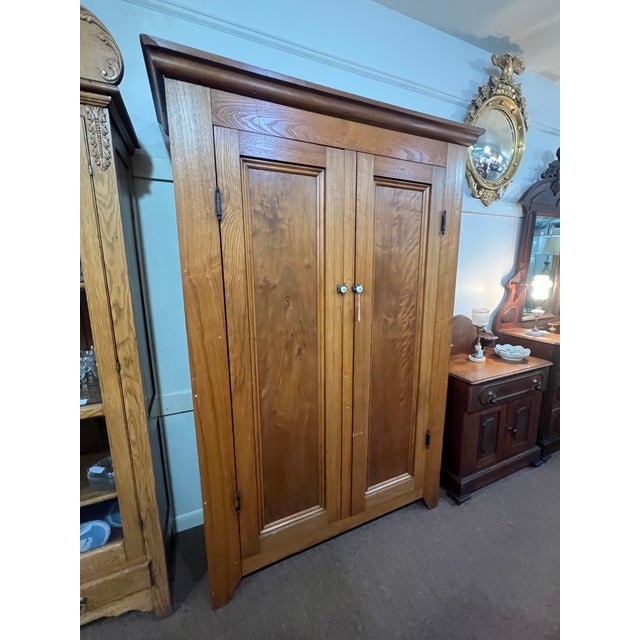 Antique Oak 2 Door Armoire Cabinet Pantry Late 1800's For Sale - Image 11 of 11