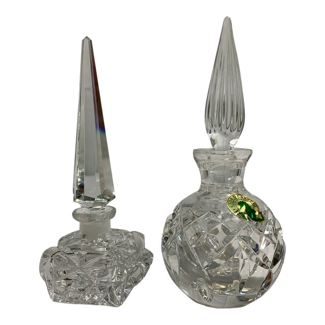 Vintage Waterford & Cut Crystal Spire Perfume Bottles - Pair For Sale