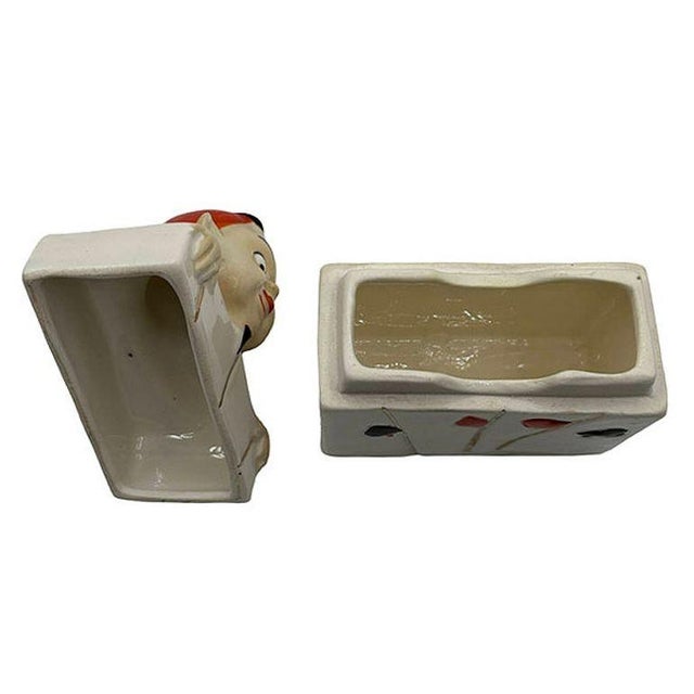 German Mid-Century Ceramic Devil Card/Tobacco Case W/ Lid For Sale - Image 4 of 6